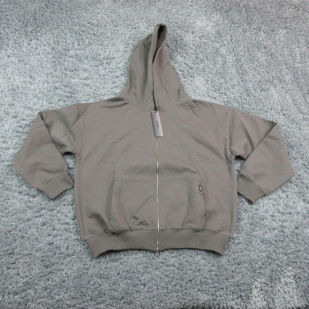 HOURS Hoodie Sweatshirt Mens M Gray Full Zip Lined Oversized Pockets Cotton NWT